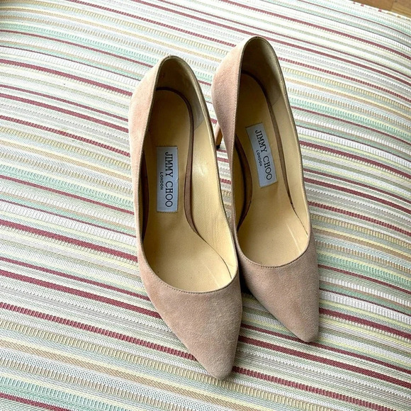 Like new Jimmy Choo suede stilettos 3 1/4” heel in sandy beige size 37 - Picture 1 of 9